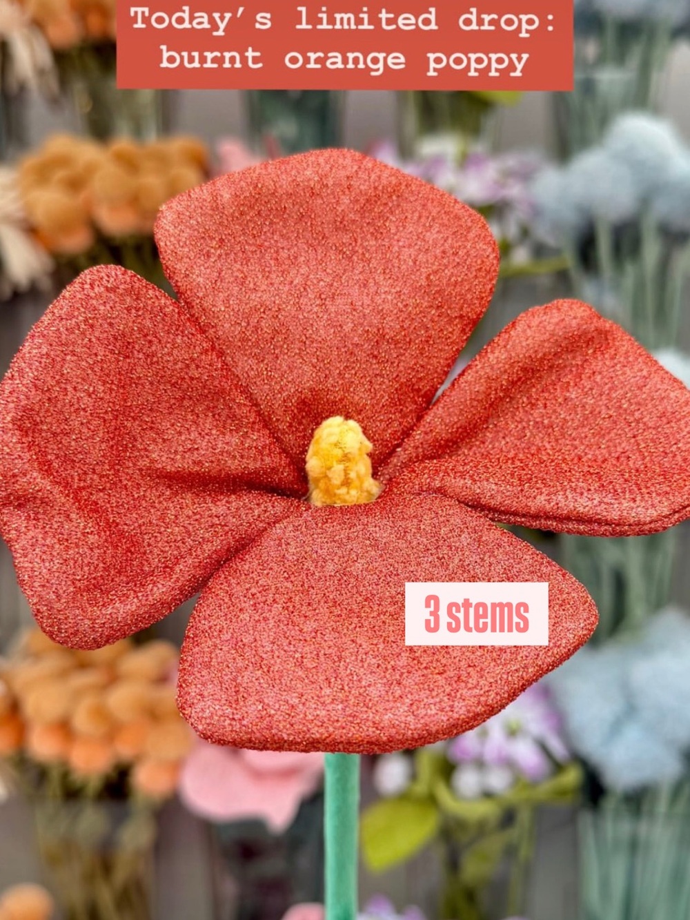 CJ Hendry Flower Shop 3 Limited Edition Shimmery Gold Poppy stems